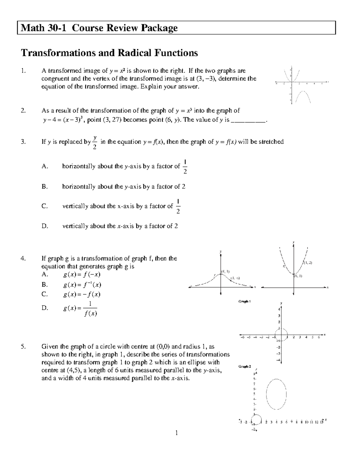 Entire course review package - Math 30-1 Course Review Package ...