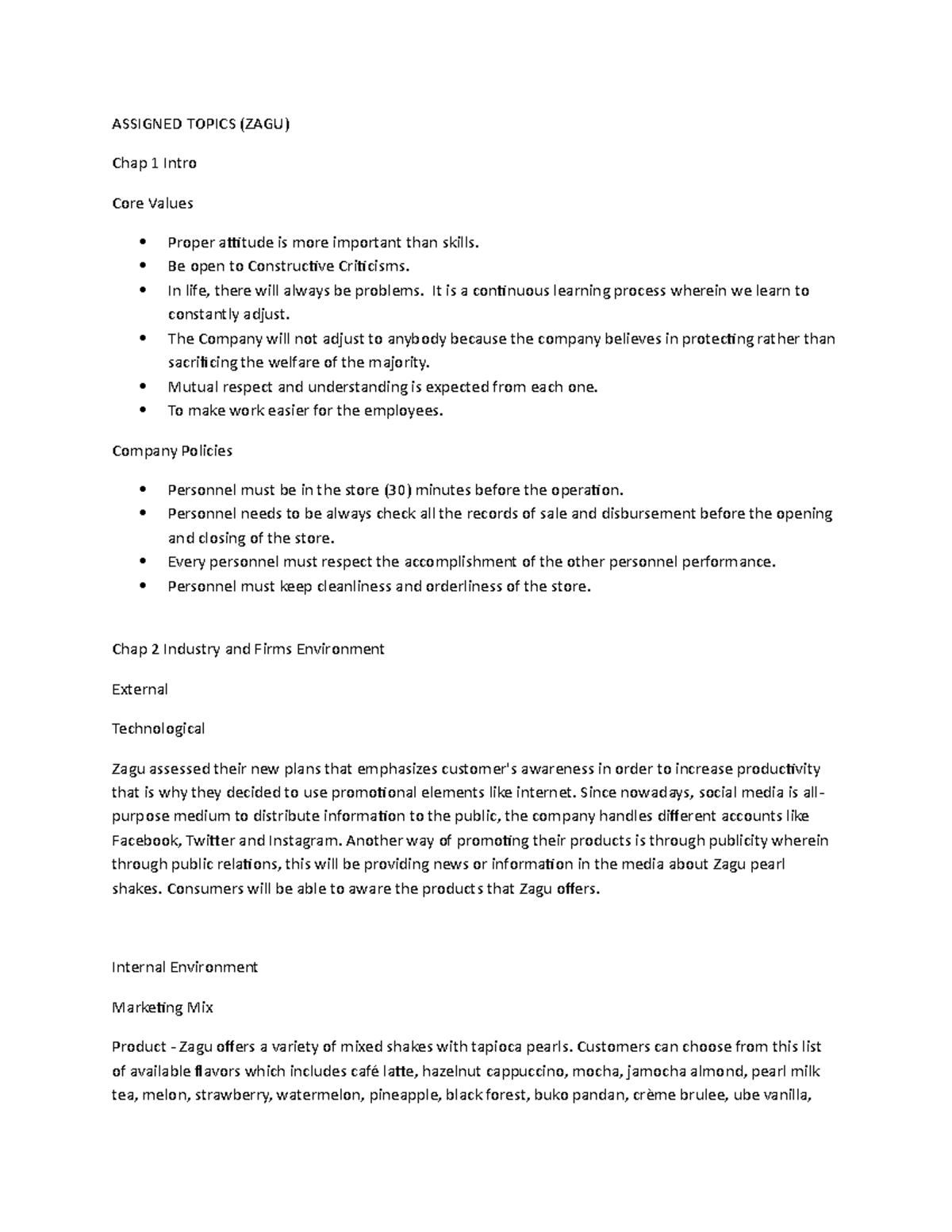 Assigned- Topics- Strama - ASSIGNED TOPICS (ZAGU) Chap 1 Intro Core ...