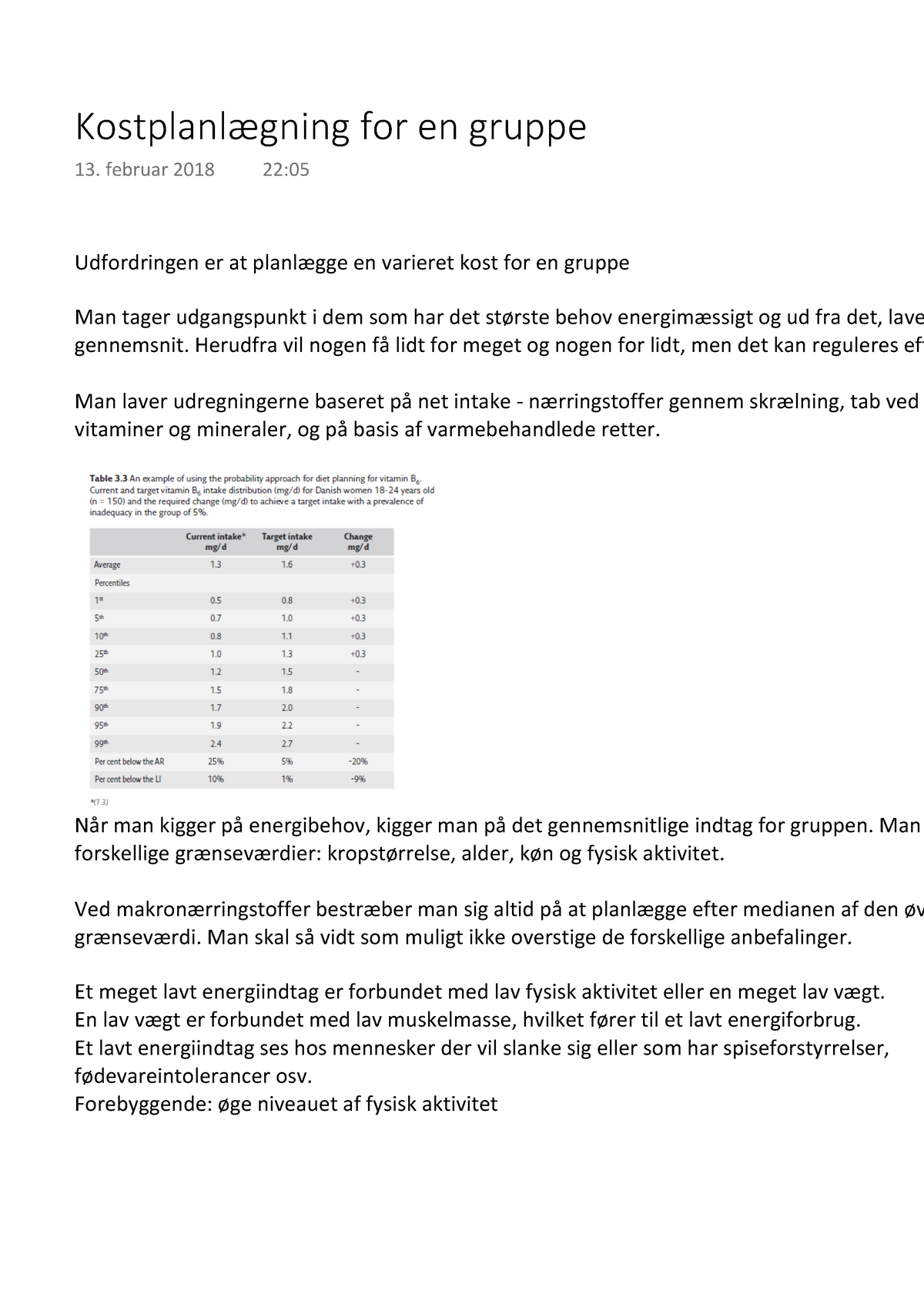 Kostplanlægning for en gruppe - Udfordringen er at planlægge en varieret kost for en gruppe Man 