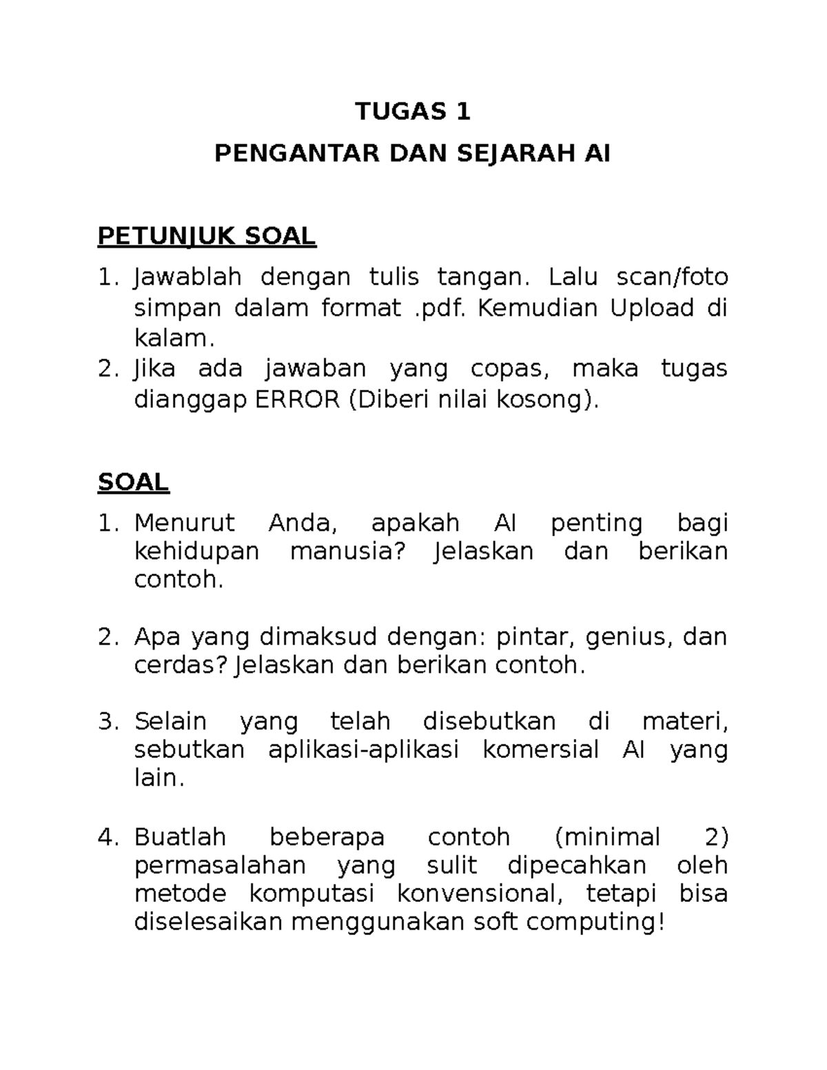 Tugas 1 Pengantar DAN Sejarah AI - TUGAS 1 PENGANTAR DAN SEJARAH AI ...