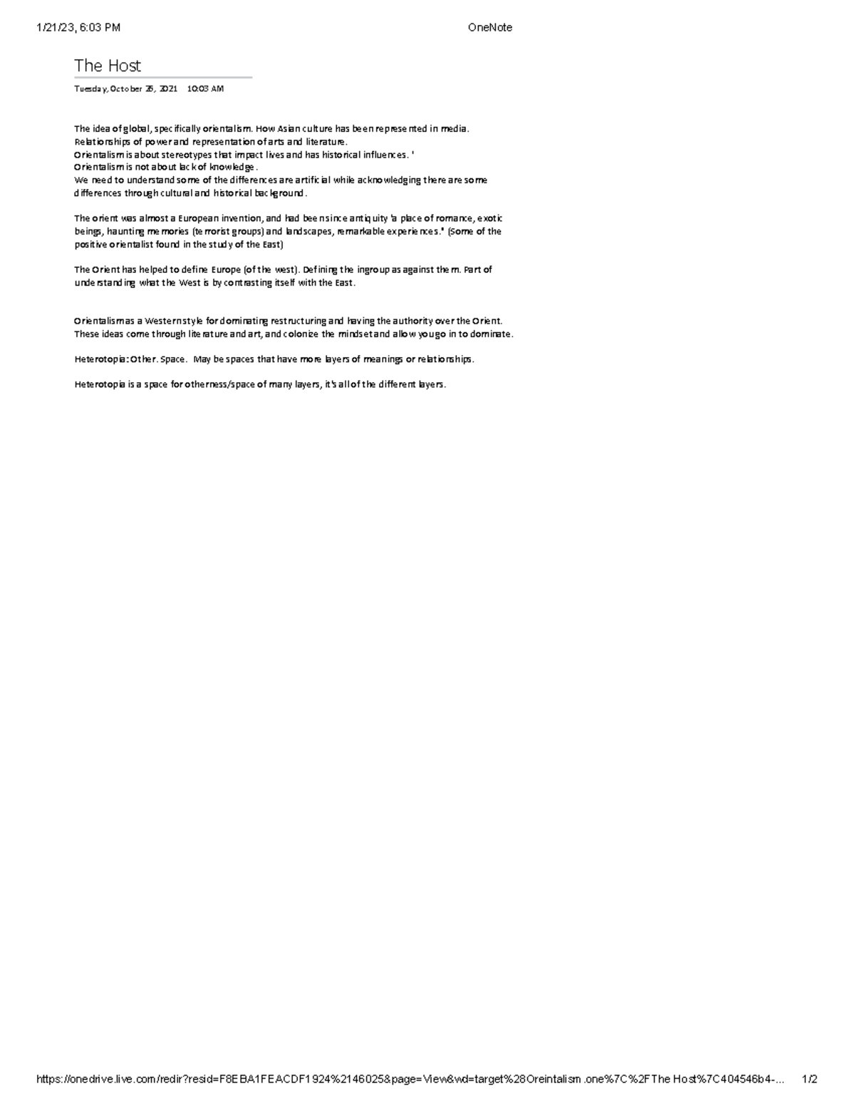 Digital Media Theory 3 Microsoft One Note Online 1/21/23, 603 PM