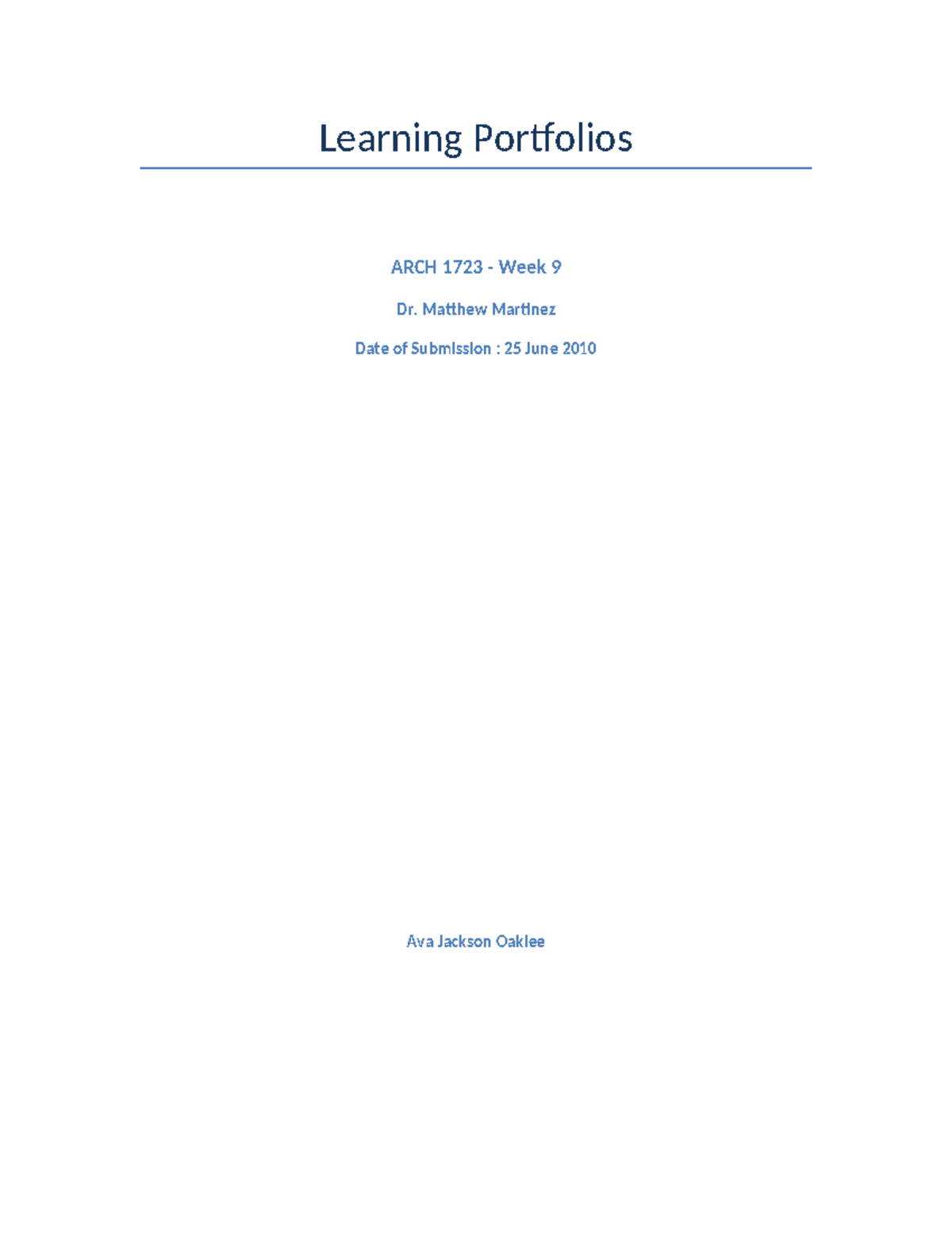 ARCH-1723-Learning Portfolios - Learning Portfolios ARCH 1723 - Week 9 ...