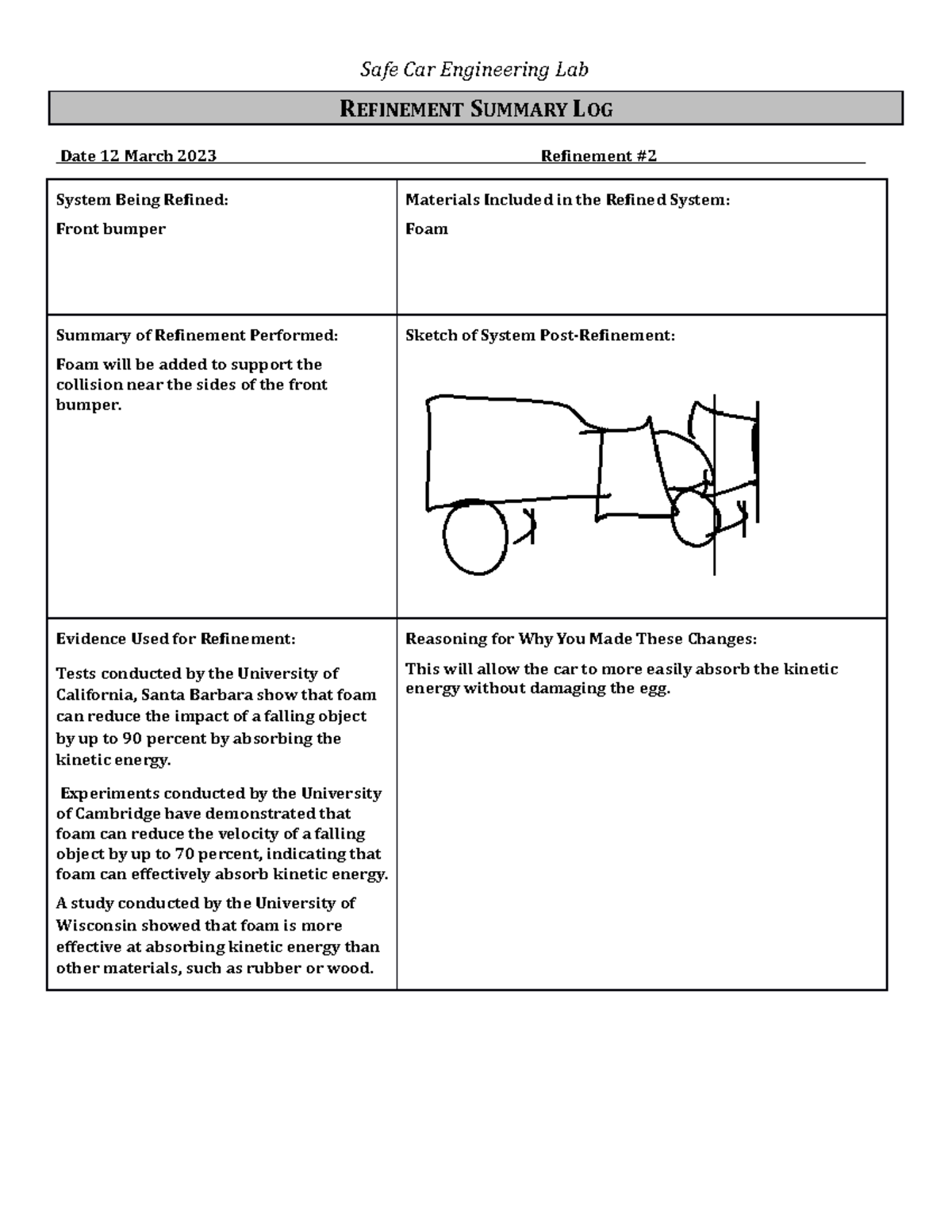 Safe Car Refinement -2 - physics practice work - Safe Car Engineering ...