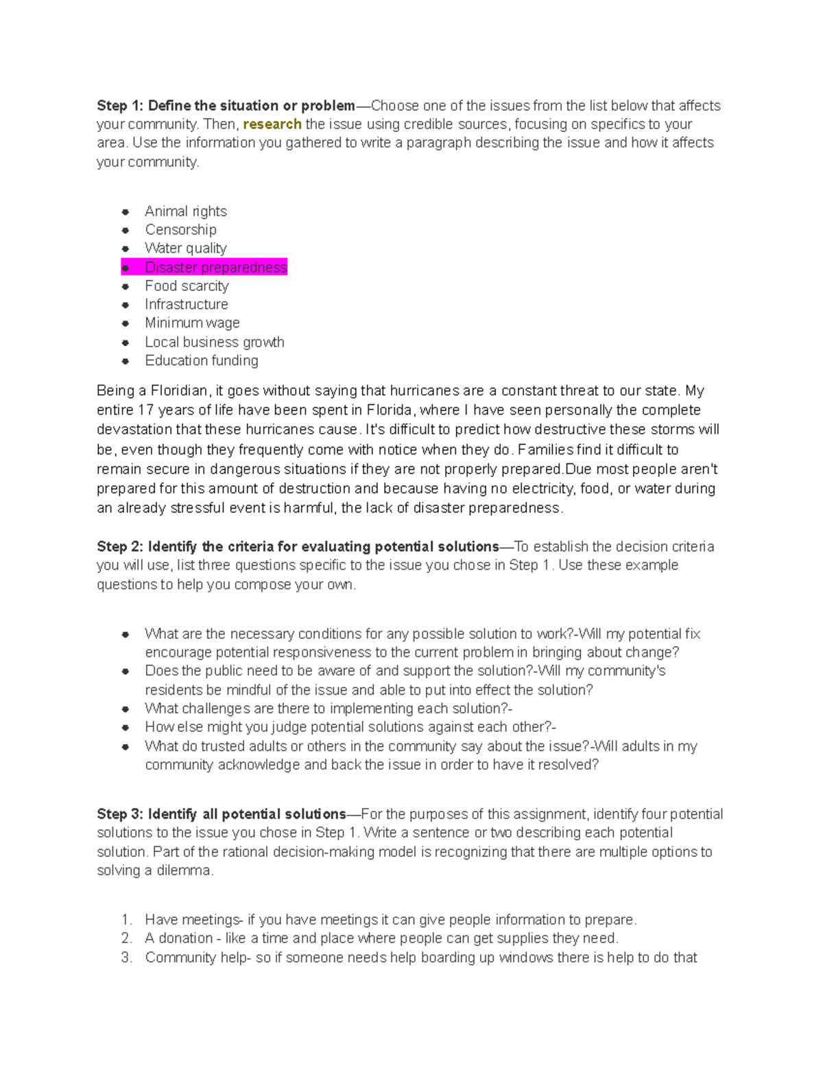 2.09 econ - about how to help your community in a situation - Step 1 ...