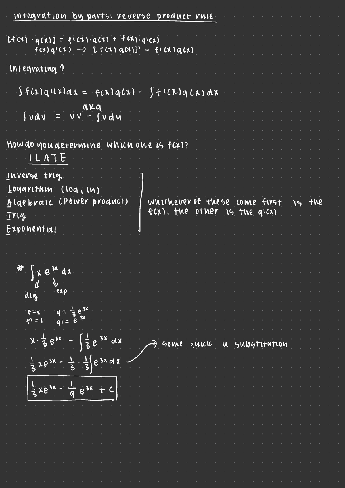 Calculus 2 Lecture 2 Notes - Integrat-ionbypartsn.revevseproductrulfcxl ...