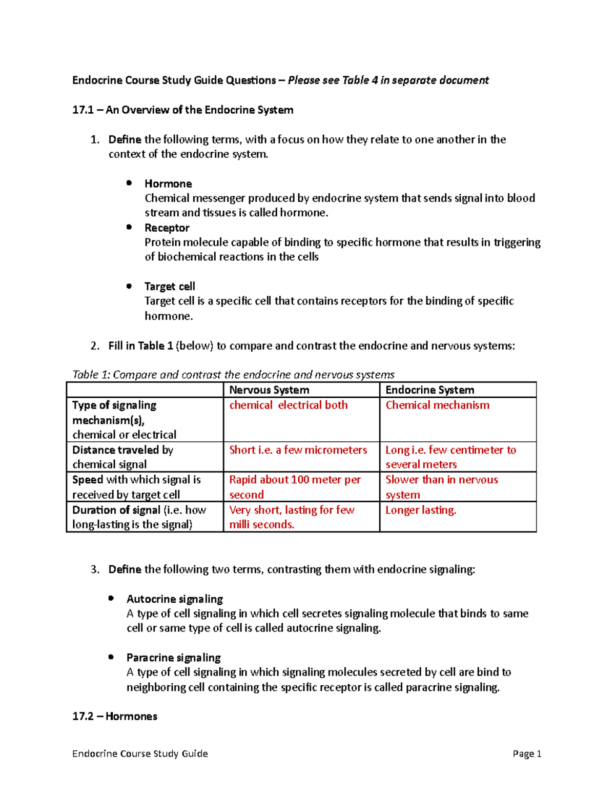 Study Guide Questions[ 816] - Endocrine Course Study Guide Questions ...