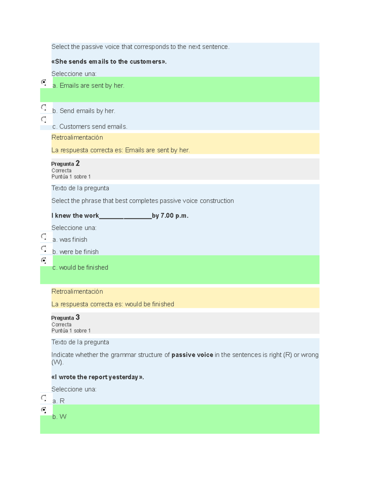 Examen Ingles IV Primer Intento Preguntas Select The Passive Voice 