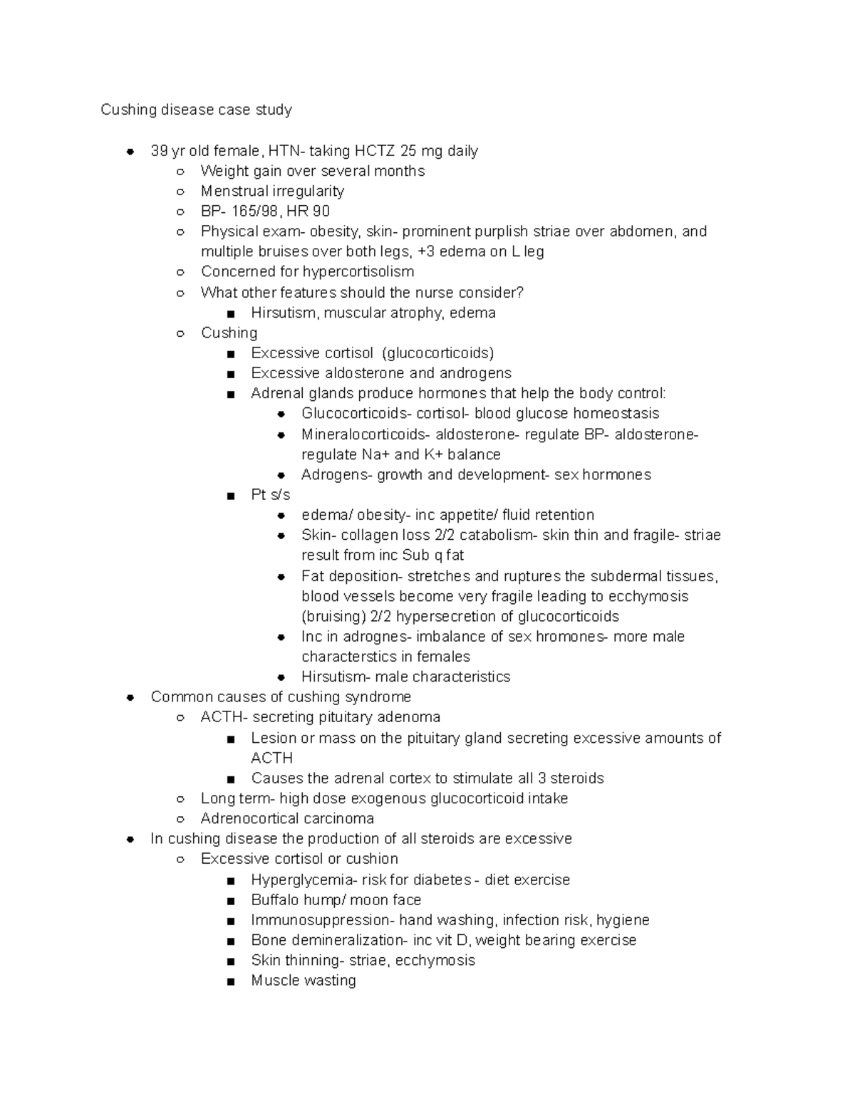 Cushing case study medsurg 1 notes mcweeney Cushing disease case