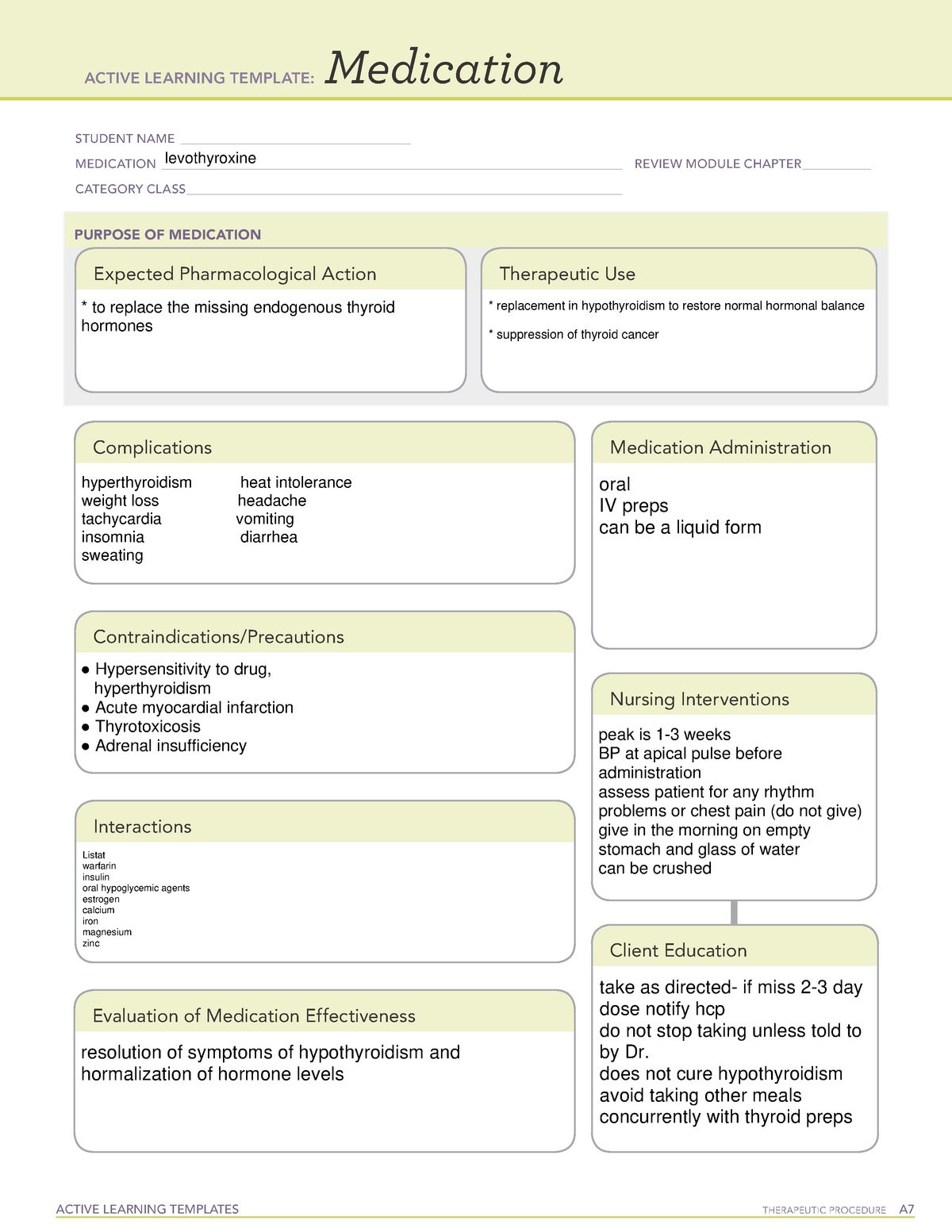9 Pharmacology Study Template Ati Template Free Download