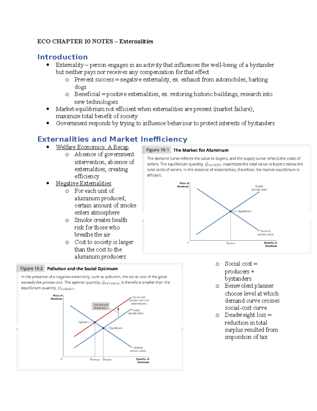 ECO Chapter 10 Notes – Externalities - ECO CHAPTER 10 NOTES ...