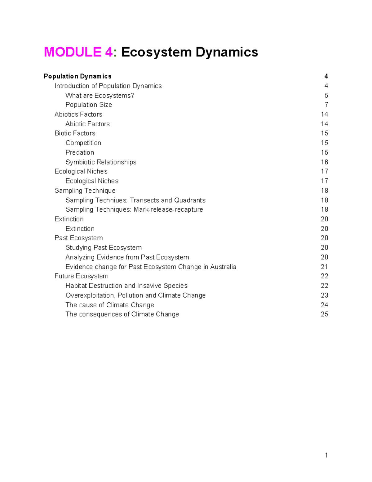 Module 4 Ecosystem Dynamics MODULE 4 Ecosystem Dynamics Population