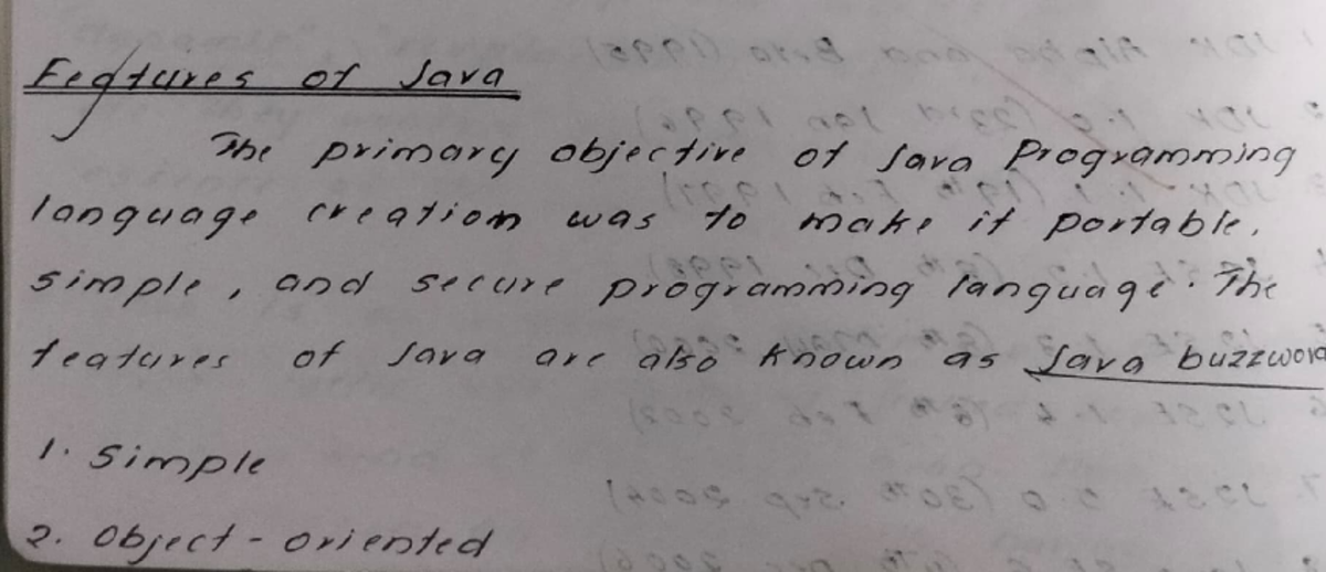 Features Of JAVA - This will be a very useful note for java programming ...