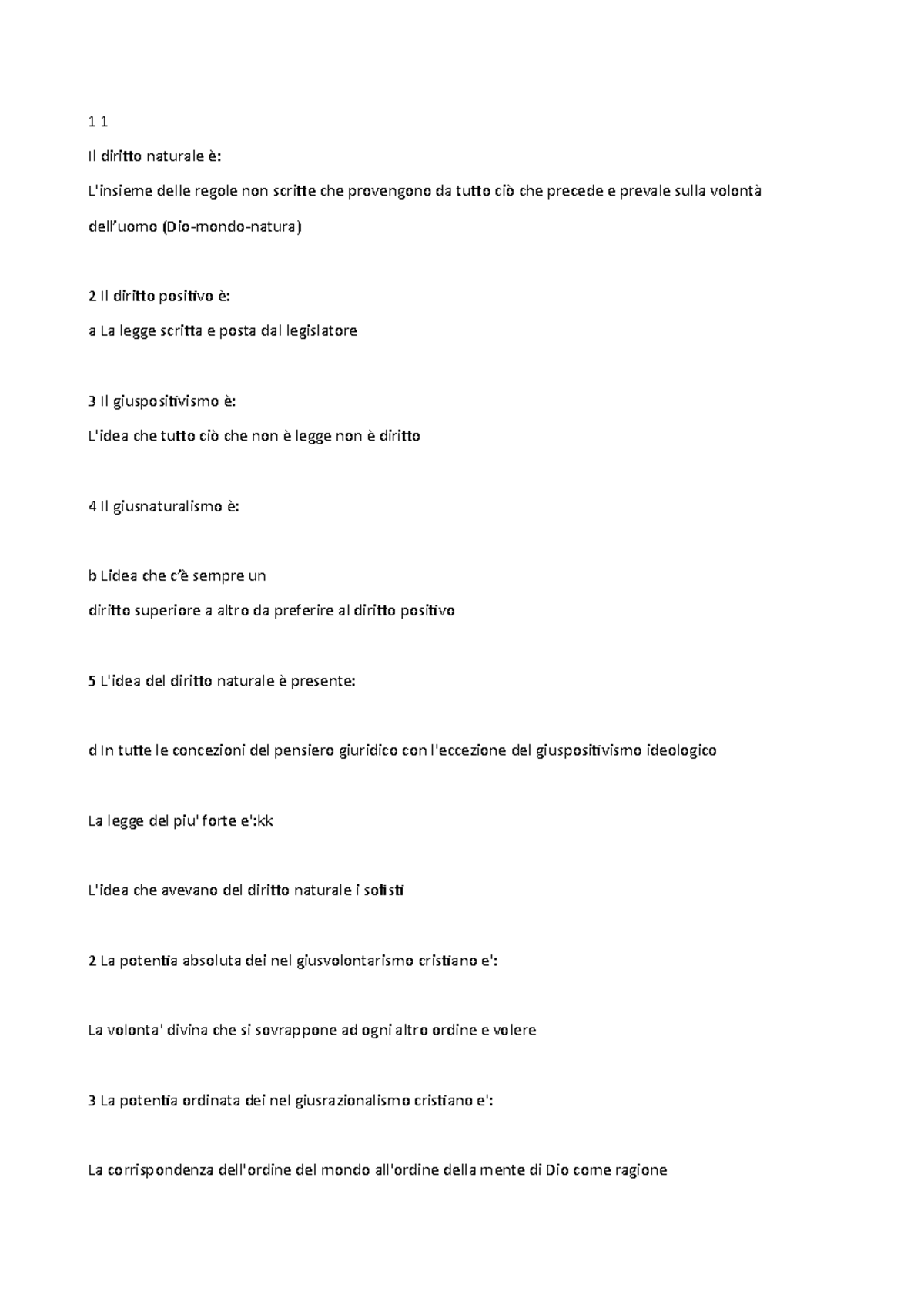 Filosofia Diritto Word - 1 1Il Diritto Naturale è: L'insieme Delle ...