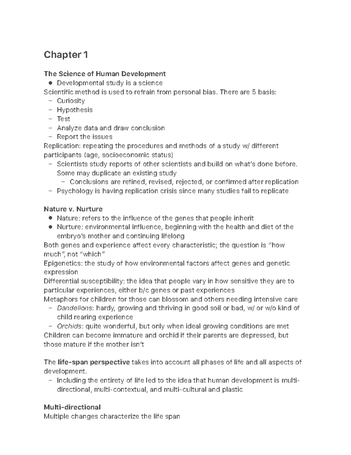 Chapter 1 - Invitation to the Life Span Summary ...