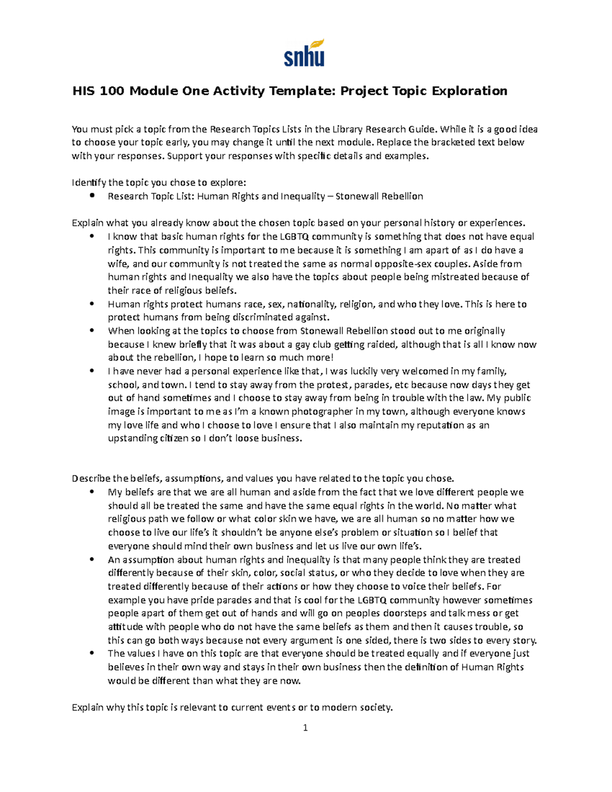 HIS 100 Module One Activity - AJuarez - HIS 100 Module One Activity ...