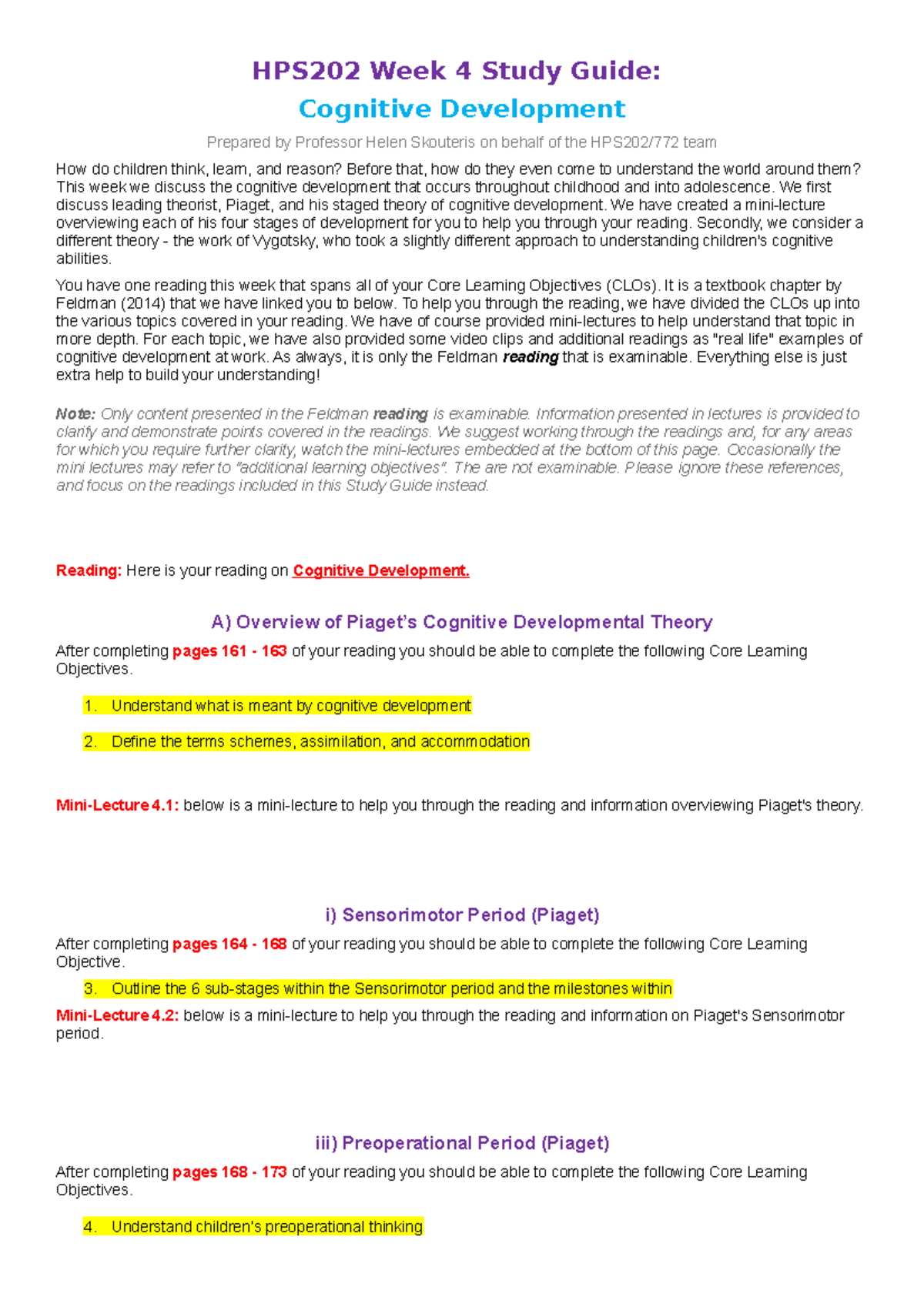 HPS202 Week 4 Study Guide - HPS202 Week 4 Study Guide: Cognitive ...