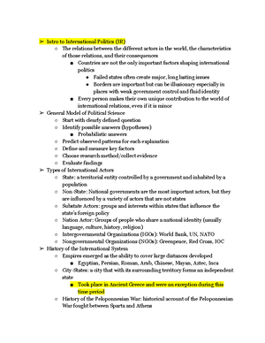 PSC 116G Notes Part 2 - UNIT 2 Levels of Analysis Unit of analysis is ...