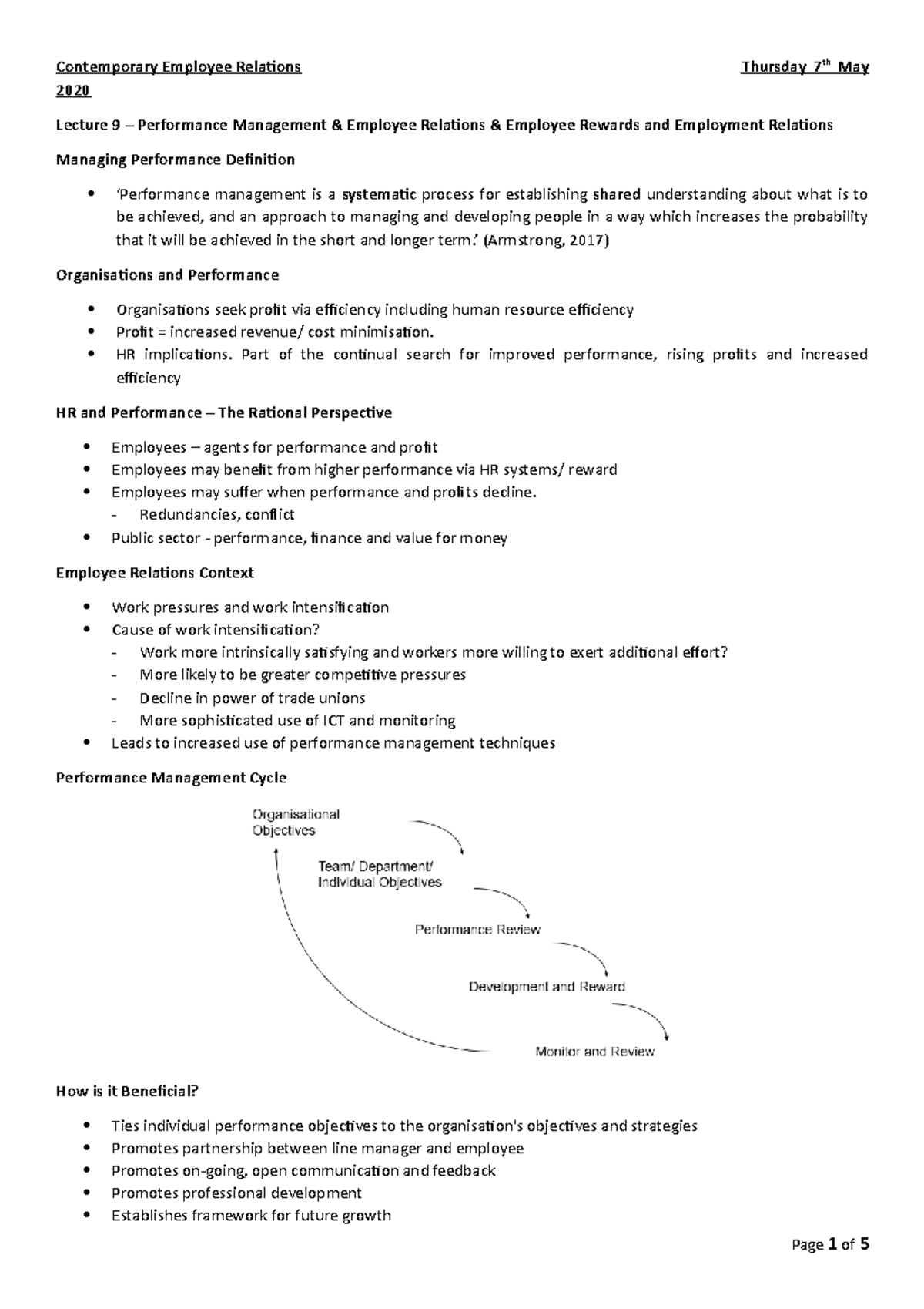 Contemporary Employment Relations Lecture 9 Notes - Contemporary ...