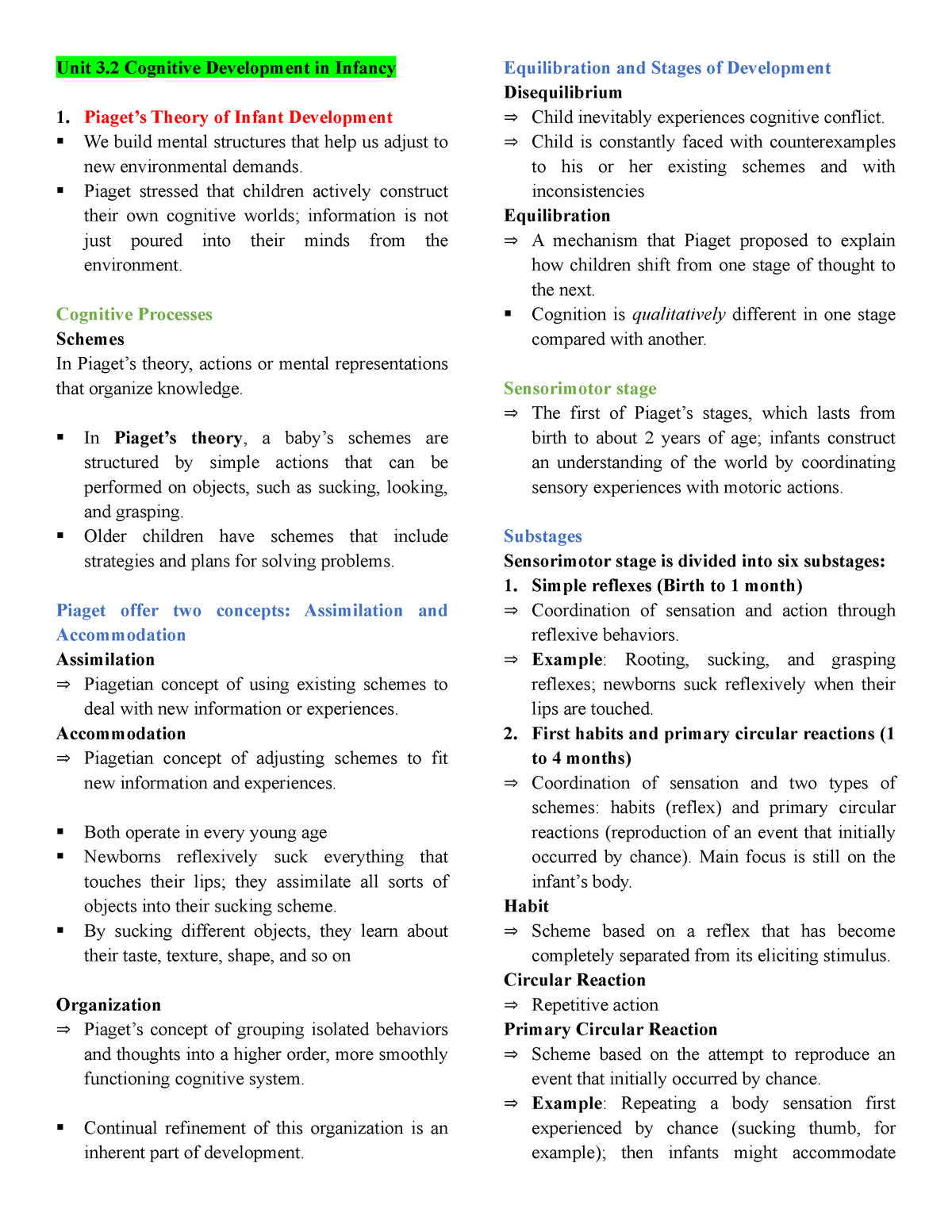 Unit 3.2 Cognitive Development in Infancy Unit 3 Cognitive