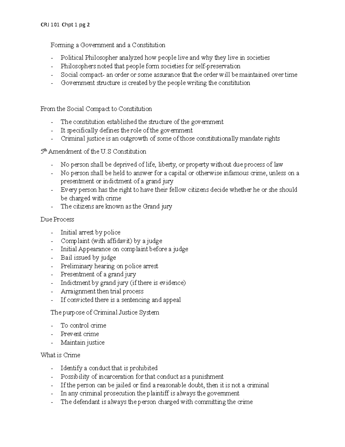 CRJ 101 Chpt 1 Pg 2 - Intro To Criminals Justice Crime And Due Process ...