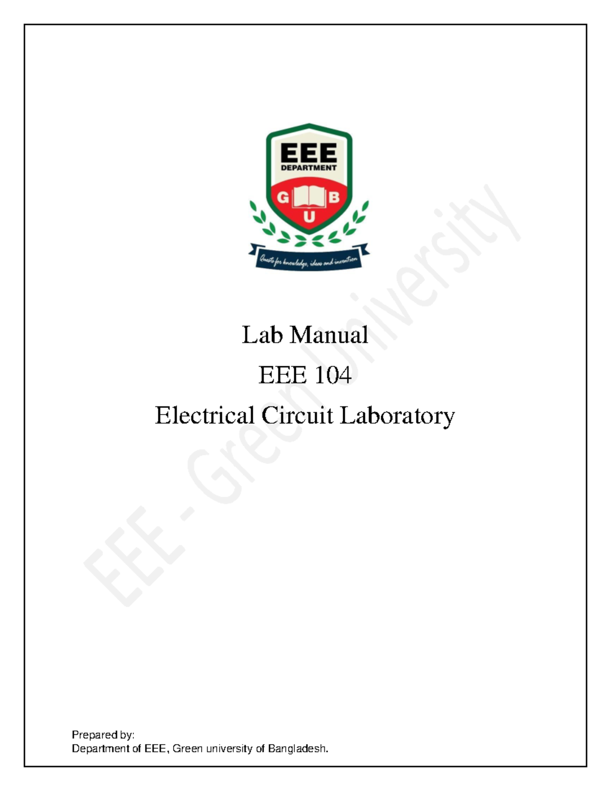 EEE104 Combined Lab Manual for EEE201 Lab Manual EEE 104