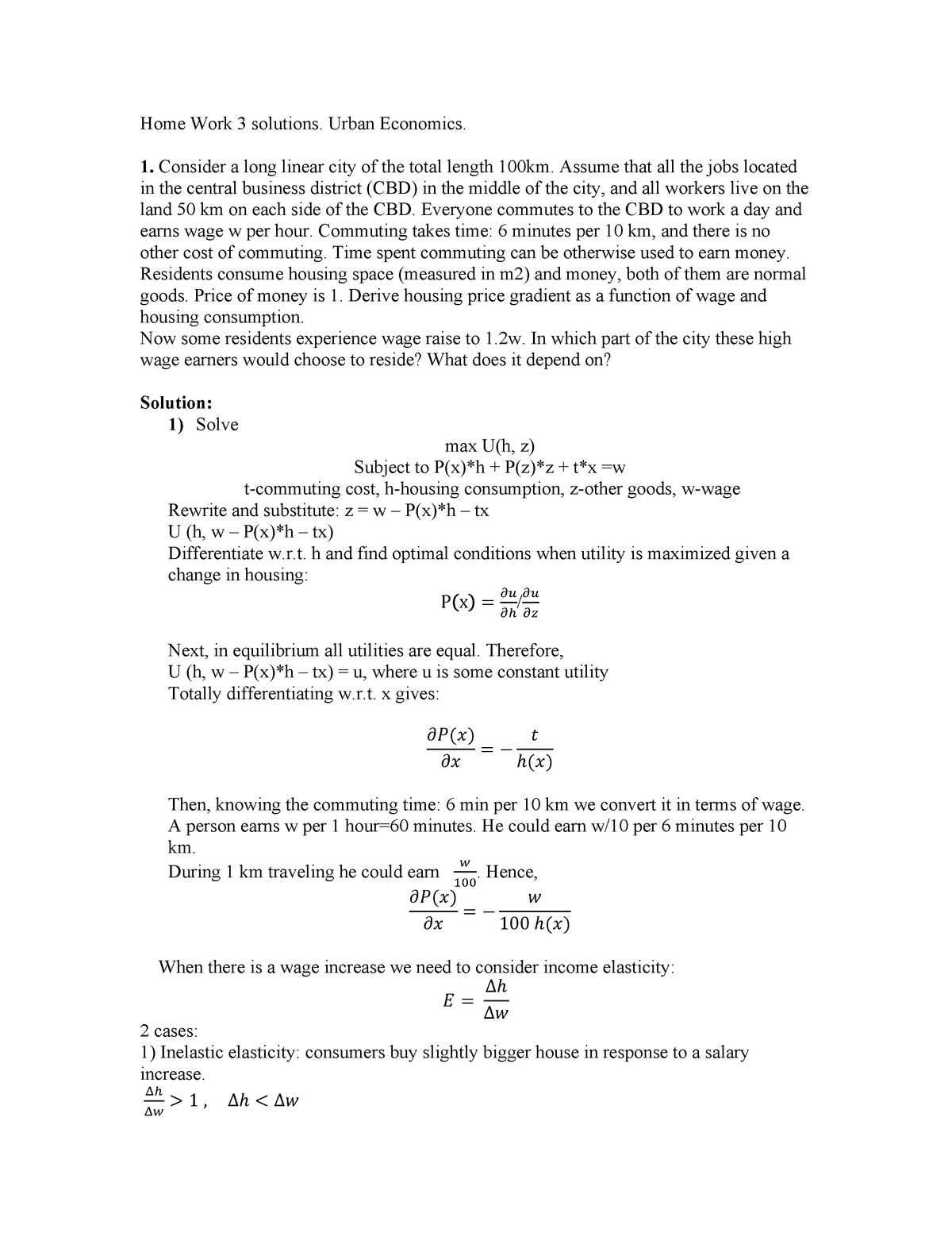 Home Work 3 Solutions Urban Studocu