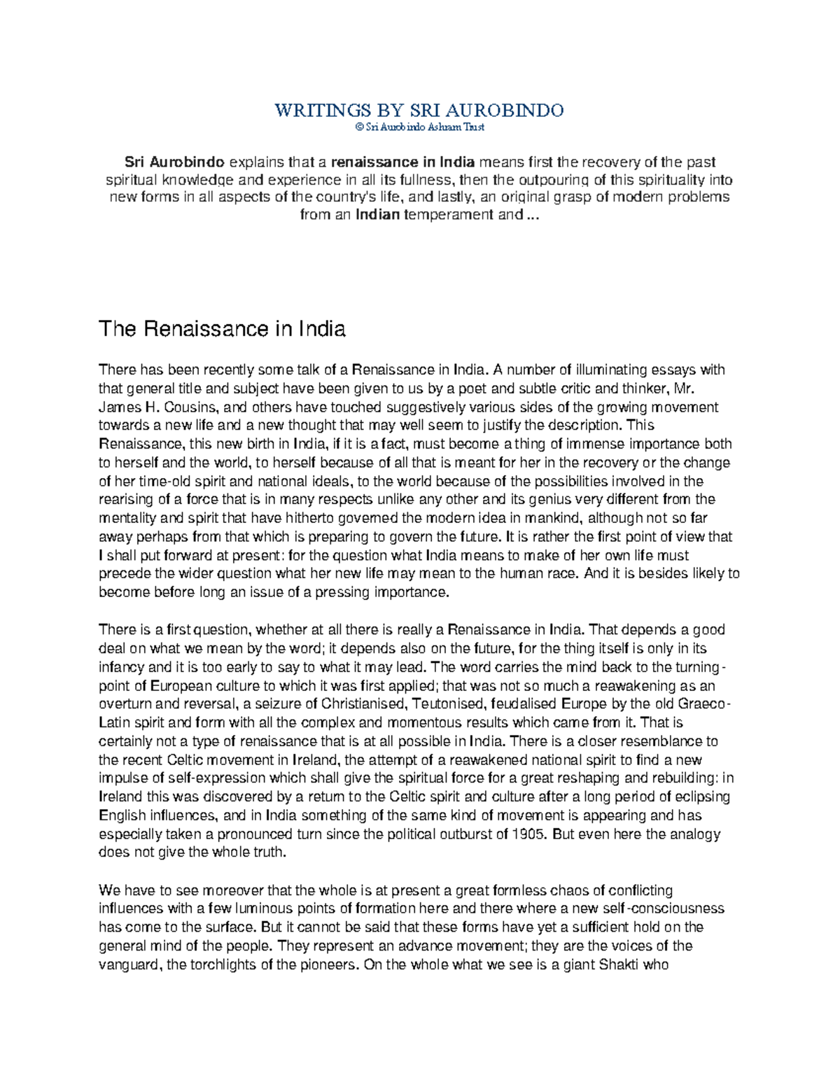 indian-writing-in-english-part-1-writings-by-sri-aurobindo-sri