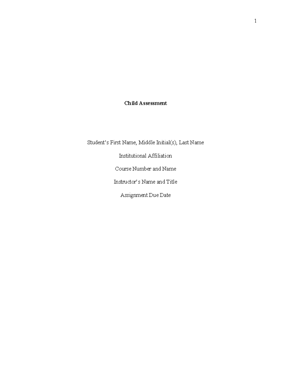 2974070022-Child assessment-revised - Child Assessment Student’s First ...