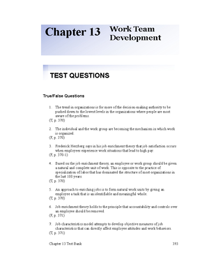 CHAP10TB - Chapter 10 test Team Development Interventions - Chapter 10 ...