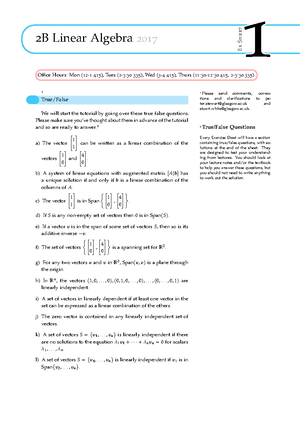 2B Linear Algebra Sample Exam Written - Someday, ??th SAMPLE, 2020 Up ...