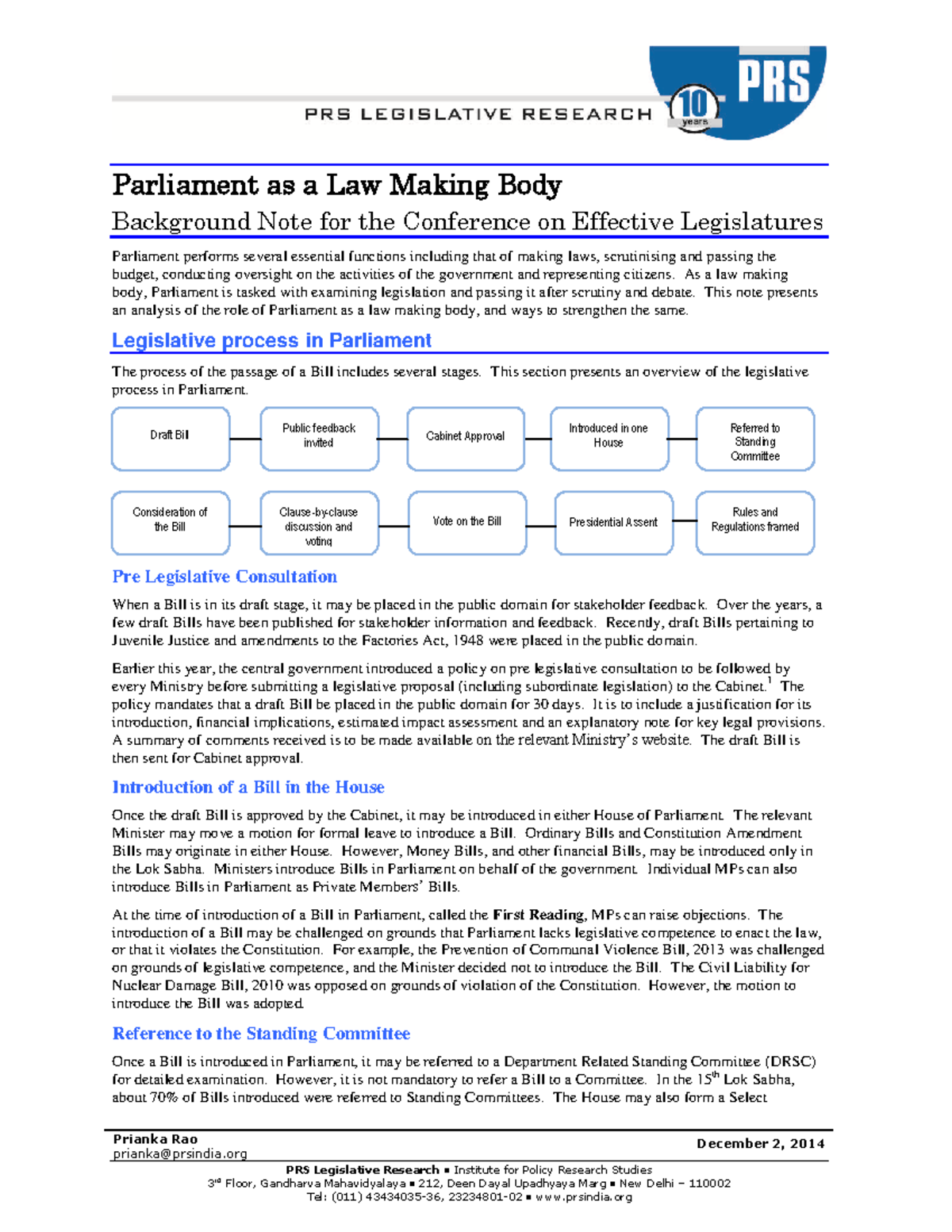 1417684398Parliament as a Law Making Body Prianka Rao prianka