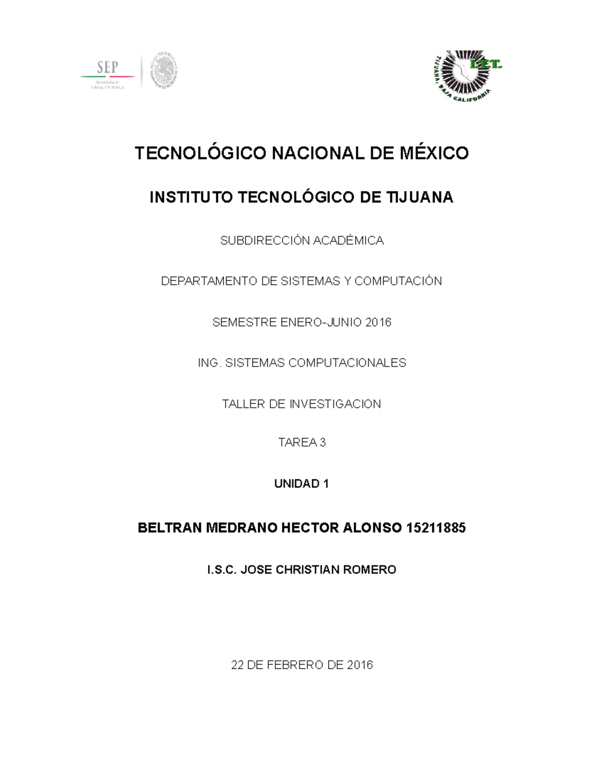 Tarea 5 - TECNOLÓGICO NACIONAL DE MÉXICO . INSTITUTO TECNOLÓGICO DE ...