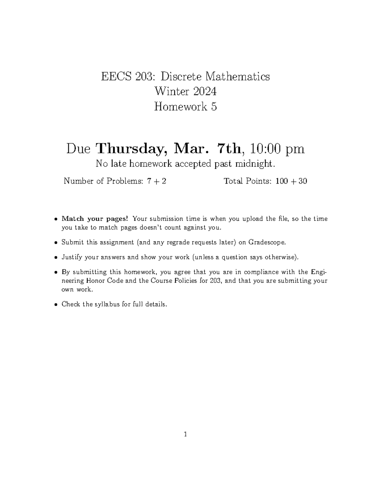 Homework 5 eecs 203 discrete mathematics winter 2024 homework 5 due