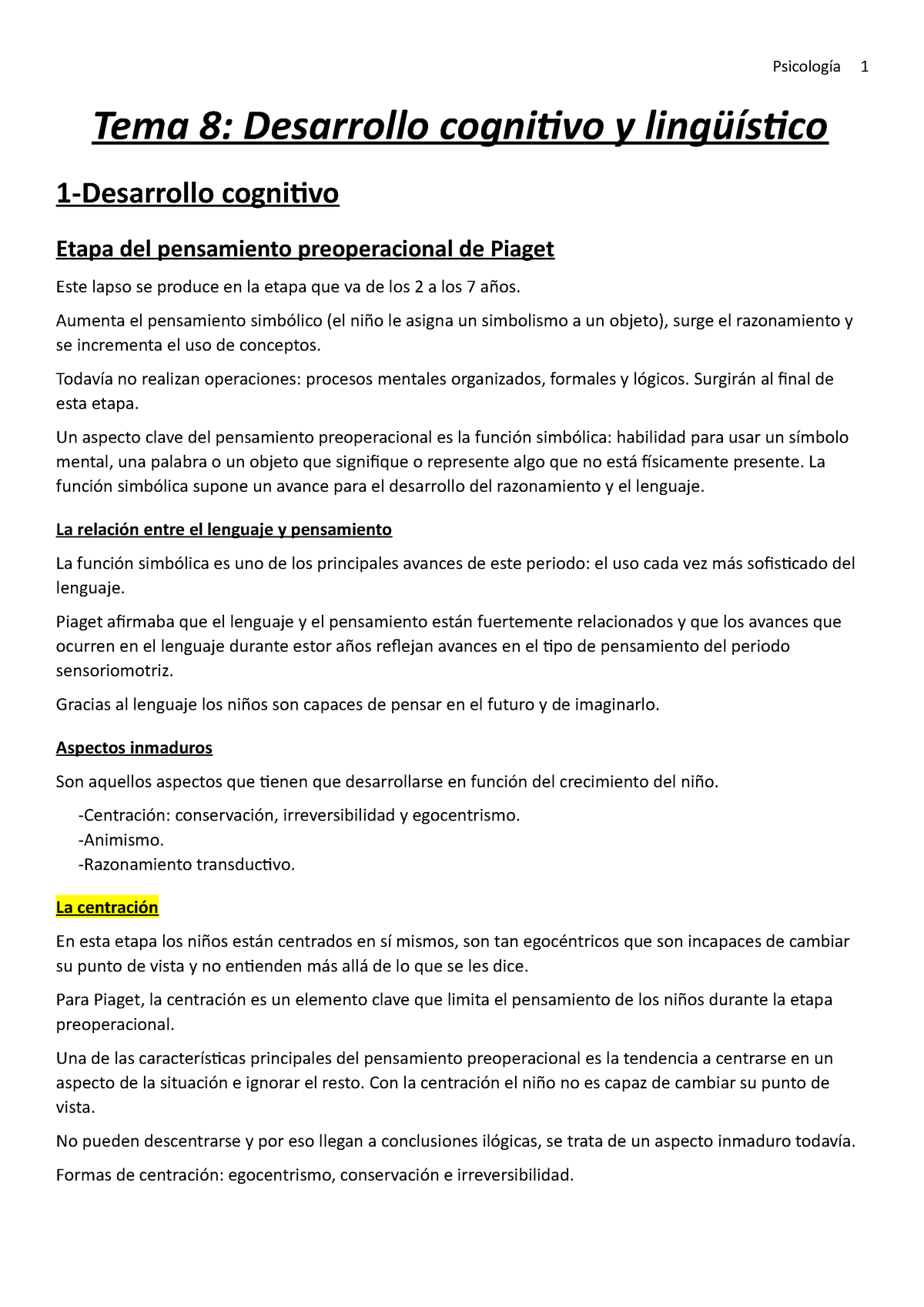 Tema8 Psicologia Desarrollo Tema 8 Desarrollo cognitivo y