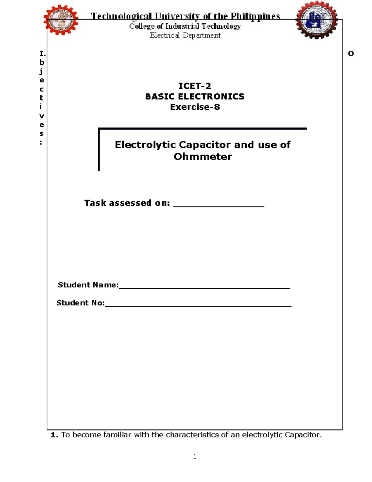 Exercises8 Multimeter practice reading and exercise testing of