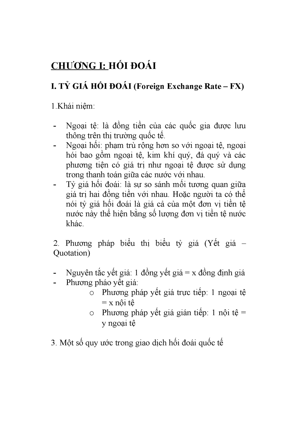 Bai Giang Ly Thuyet TTQT - CHƯƠNG I: HỐI ĐOÁI I. TỶ GIÁ HỐI ĐOÁI ...