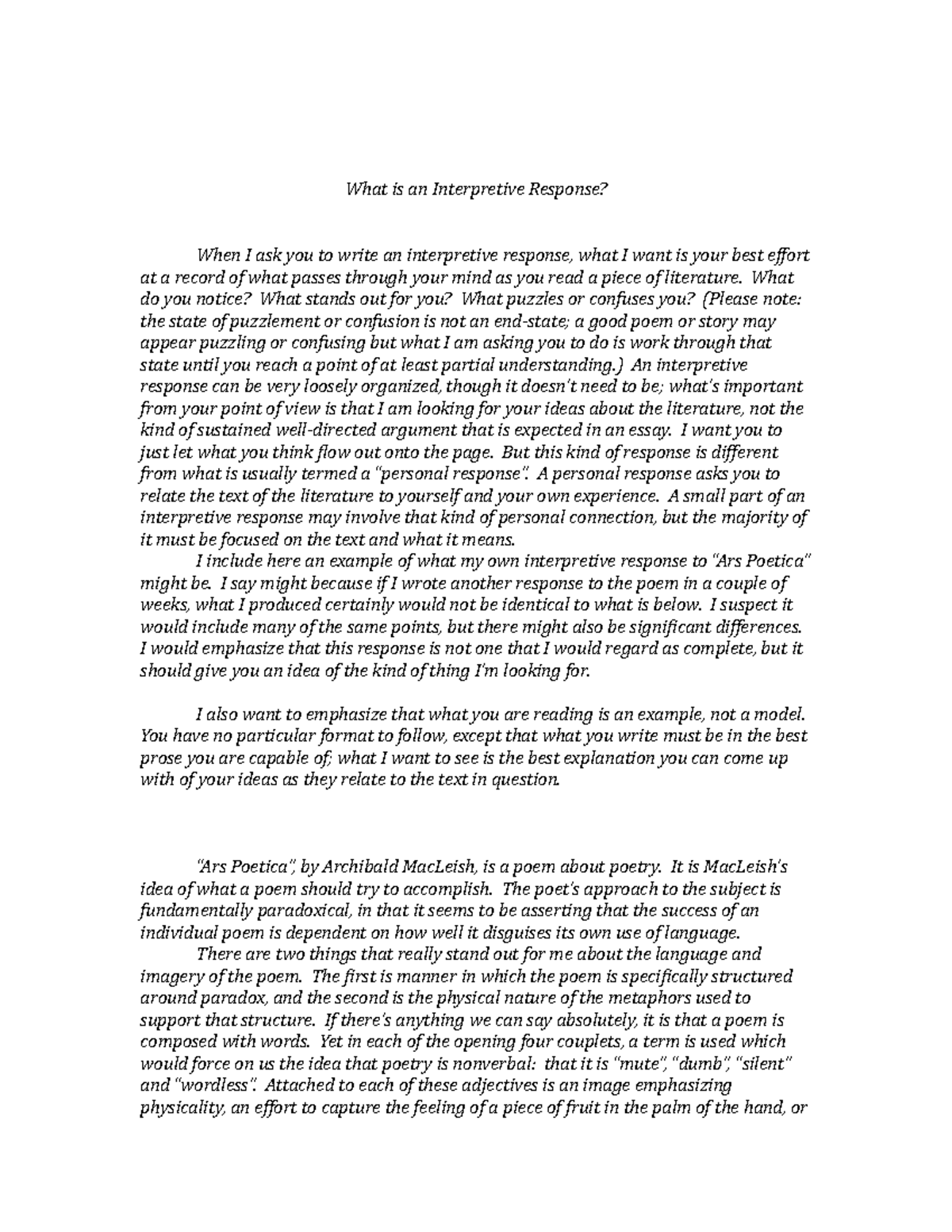 What is an Interpretive Response by Adan Jader - What is an ...