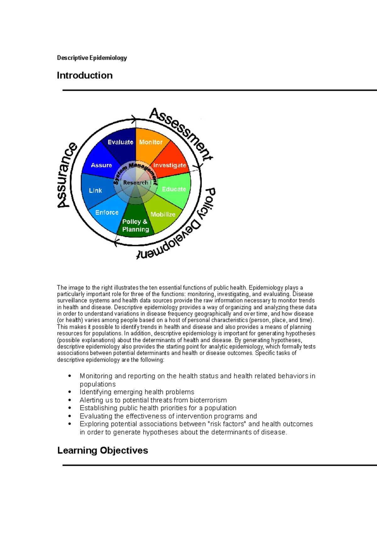 Descriptive Epidemiology - Descriptive Epidemiology Introduction The ...