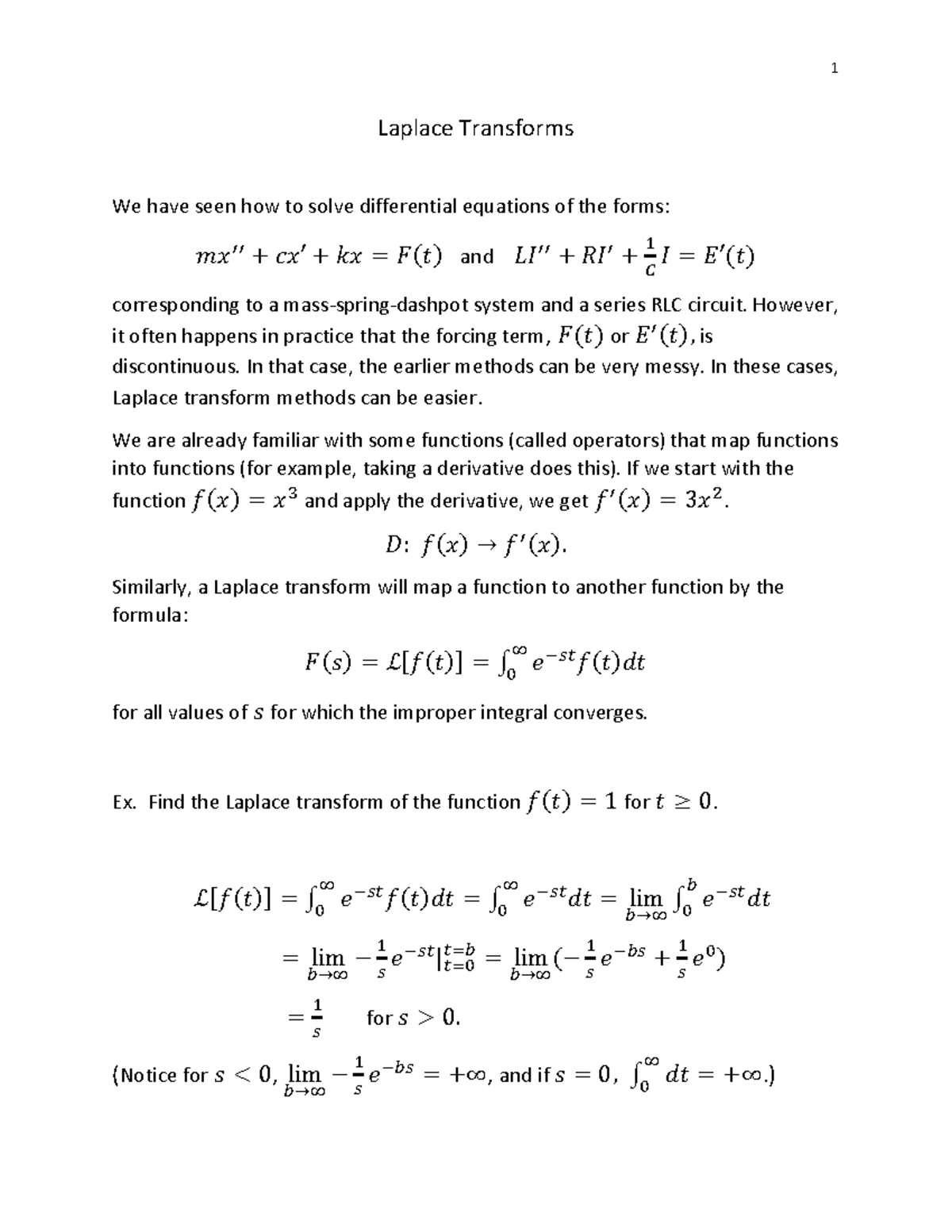 Ordinary Differential Equations Laplace Transform at Martha Thrasher blog