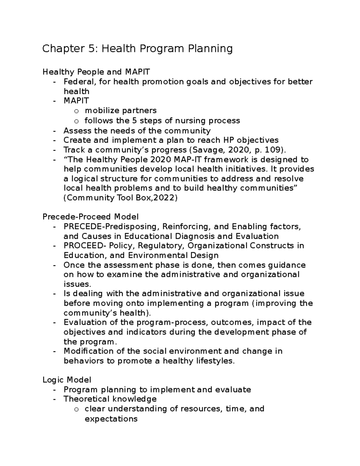 Module 2 - Chapter 5 - Lecture Notes - Chapter 5: Health Program ...