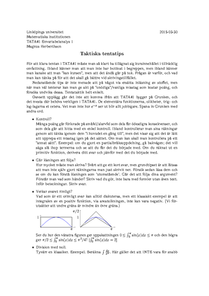 Envariabelanalys Liu - Problem F ̈ Or Envar ̈ Ovningssamling I Envariabelanalys Nedtecknad Vid ...