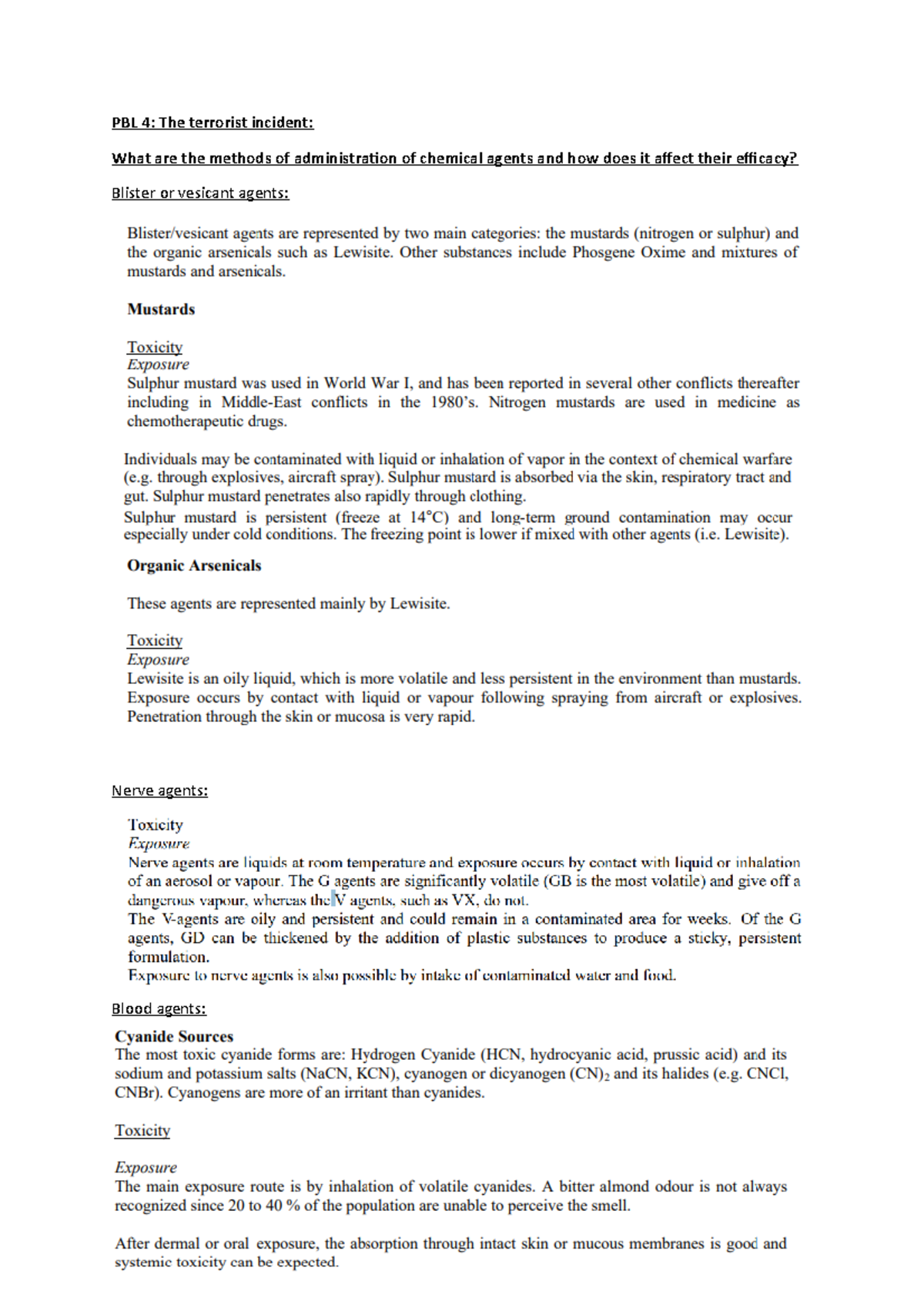 Pbl 4 - Pbl 4 - Pbl 4: The Terrorist Incident: What Are The Methods Of 