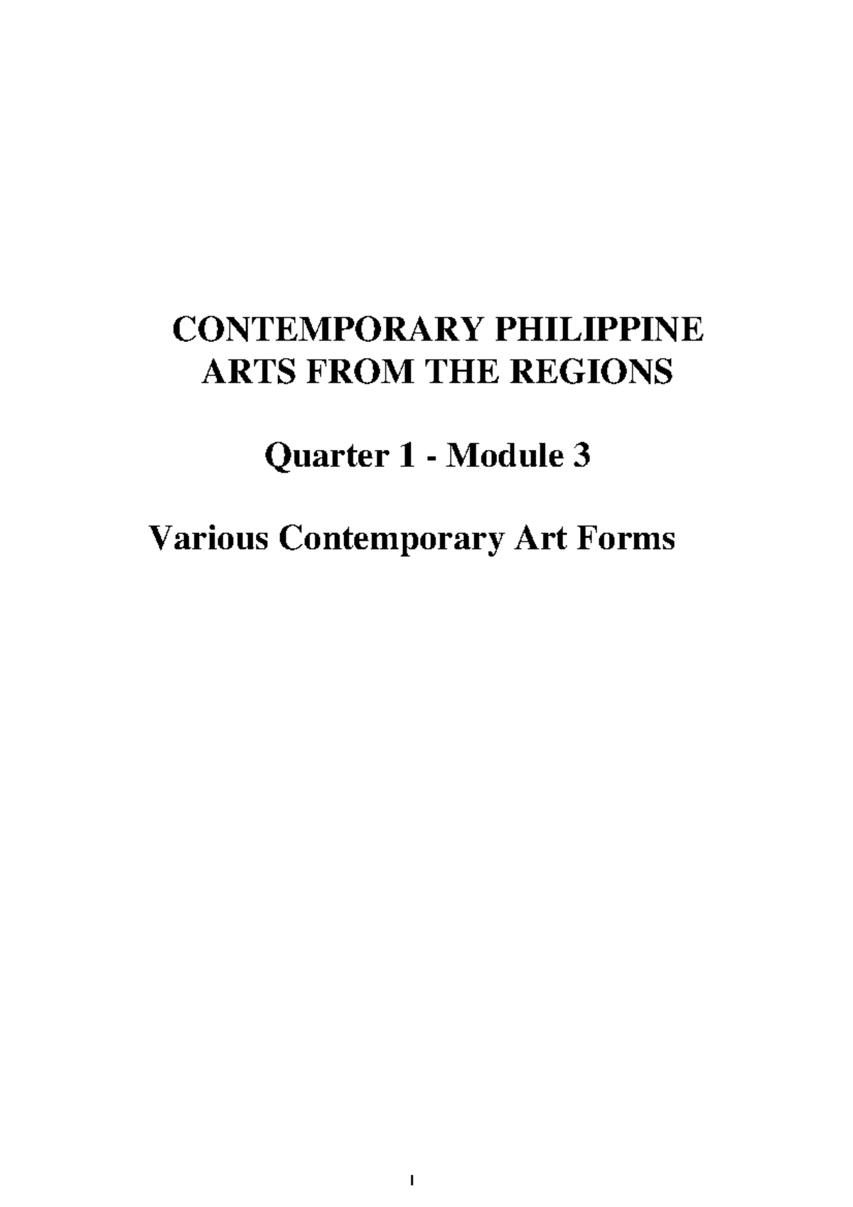 Contemporary Philippine Arts from the Region Q1 Module 3 CONTEMPORARY
