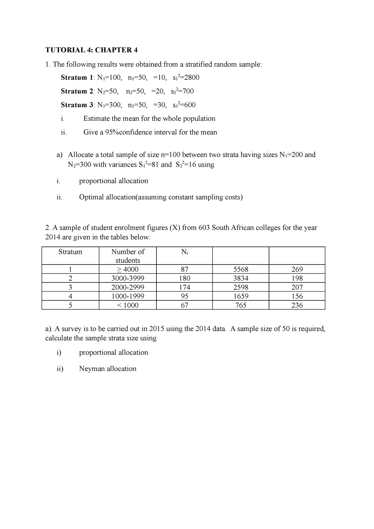 Tutorial 4 Chapter 4 2021 - TUTORIAL 4: CHAPTER 4 The Following Results ...