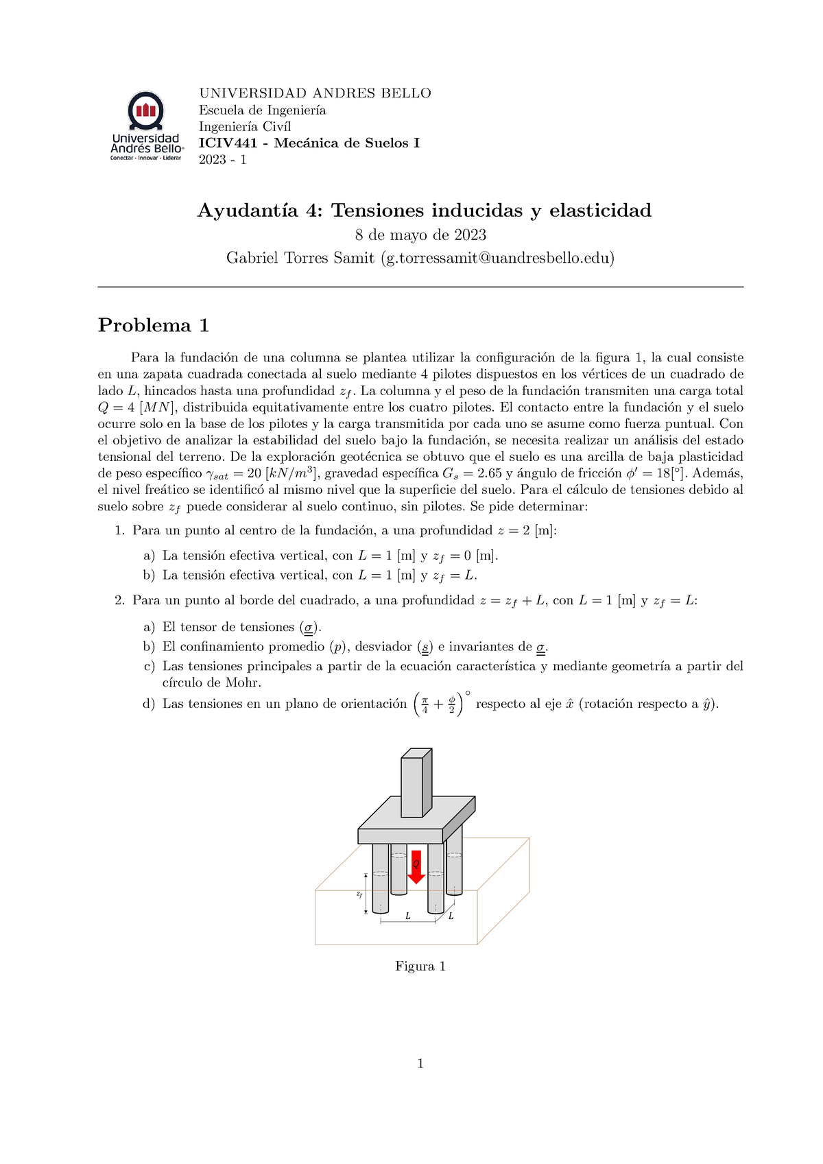 MS1 2023-1 A04 - Ejercicio - UNIVERSIDAD ANDRES BELLO Escuela De ...