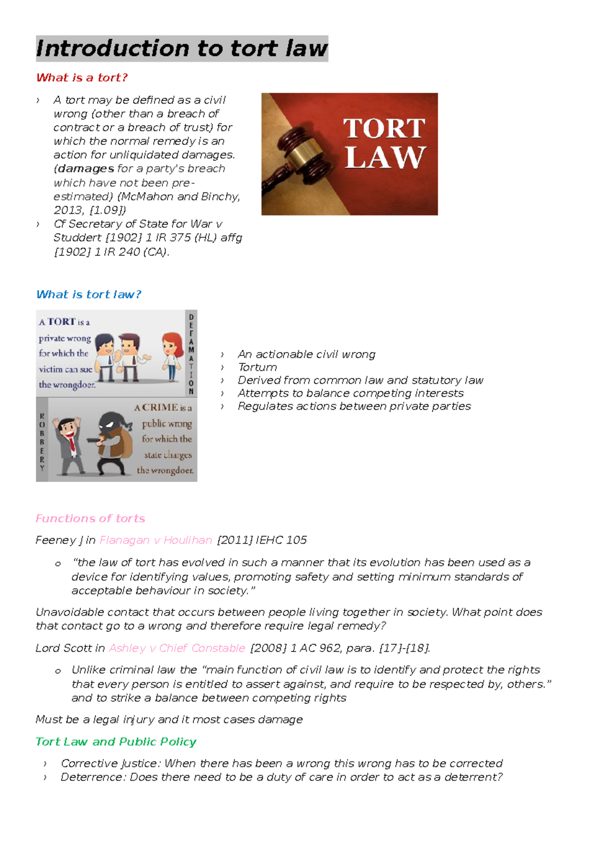 law-of-torts-topic-1-lecture-notes-1-introduction-to-tort-law-what