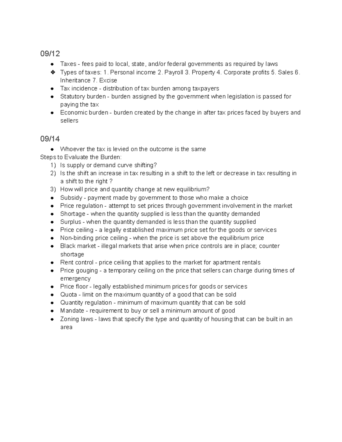 Chapter 6 - Econ 2005 Purdue - 09/ Taxes - fees paid to local, state ...