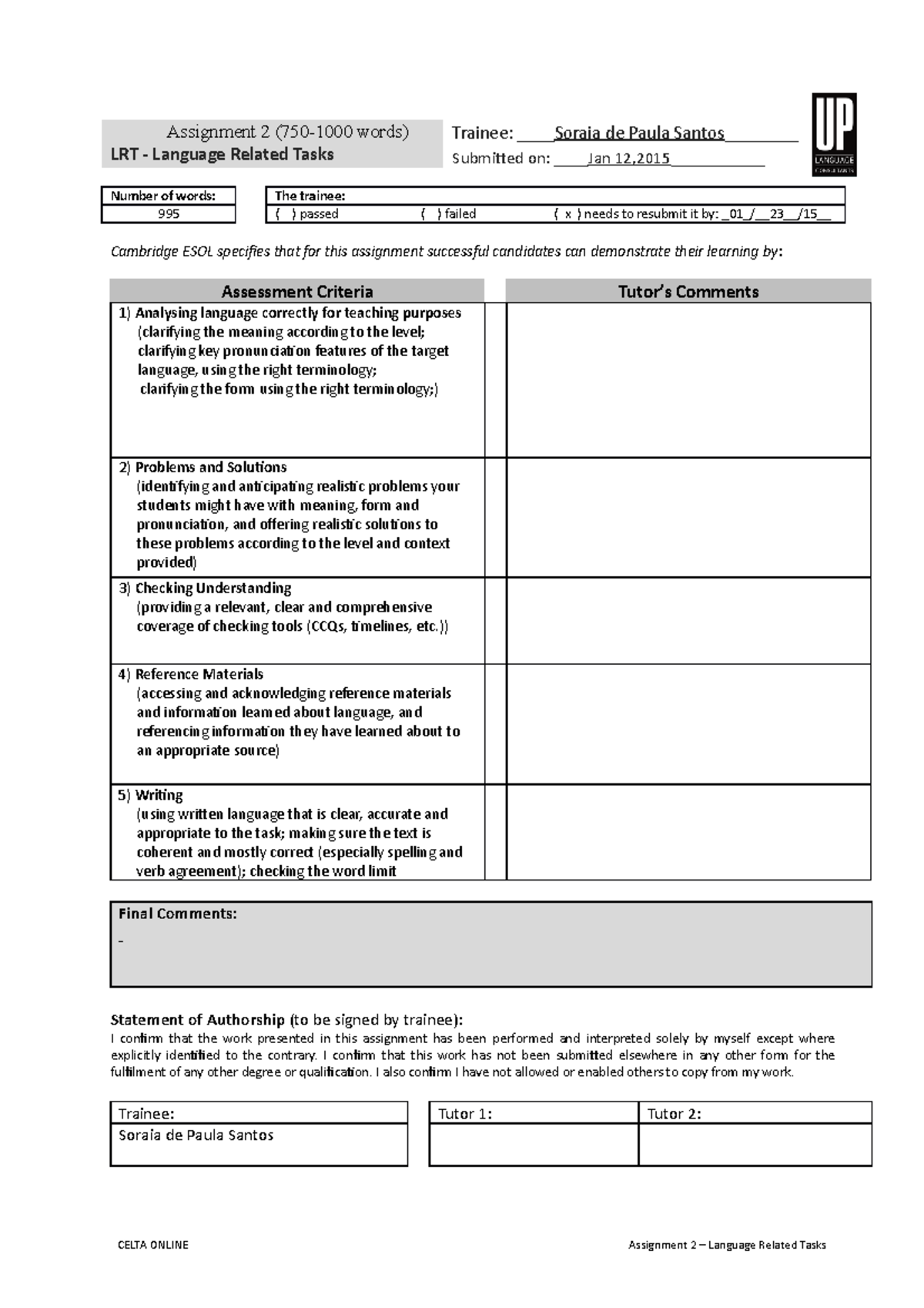 Assignment 2 750 1000 words LRT Language - Assignment 2 (750-1000 words ...