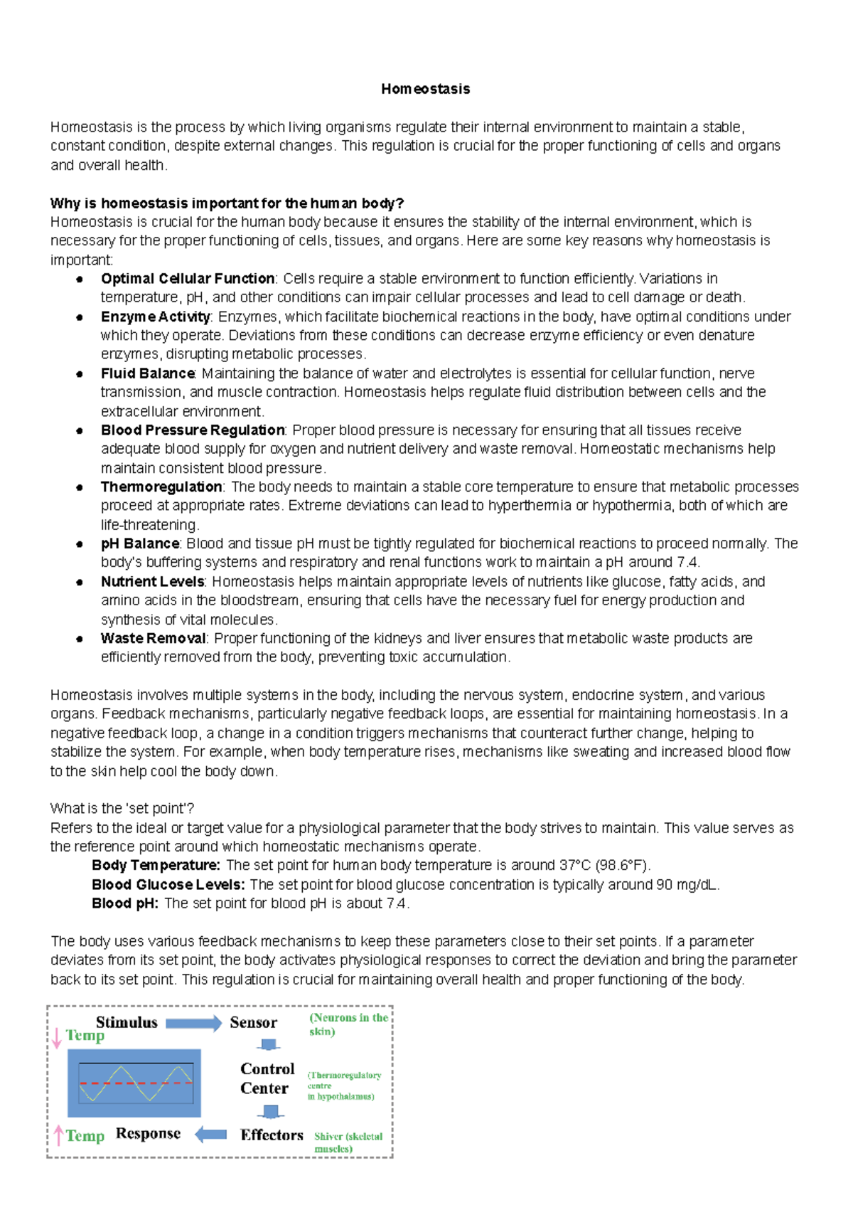 HLWB Exam Notes Homeostasis Homeostasis is the process by which
