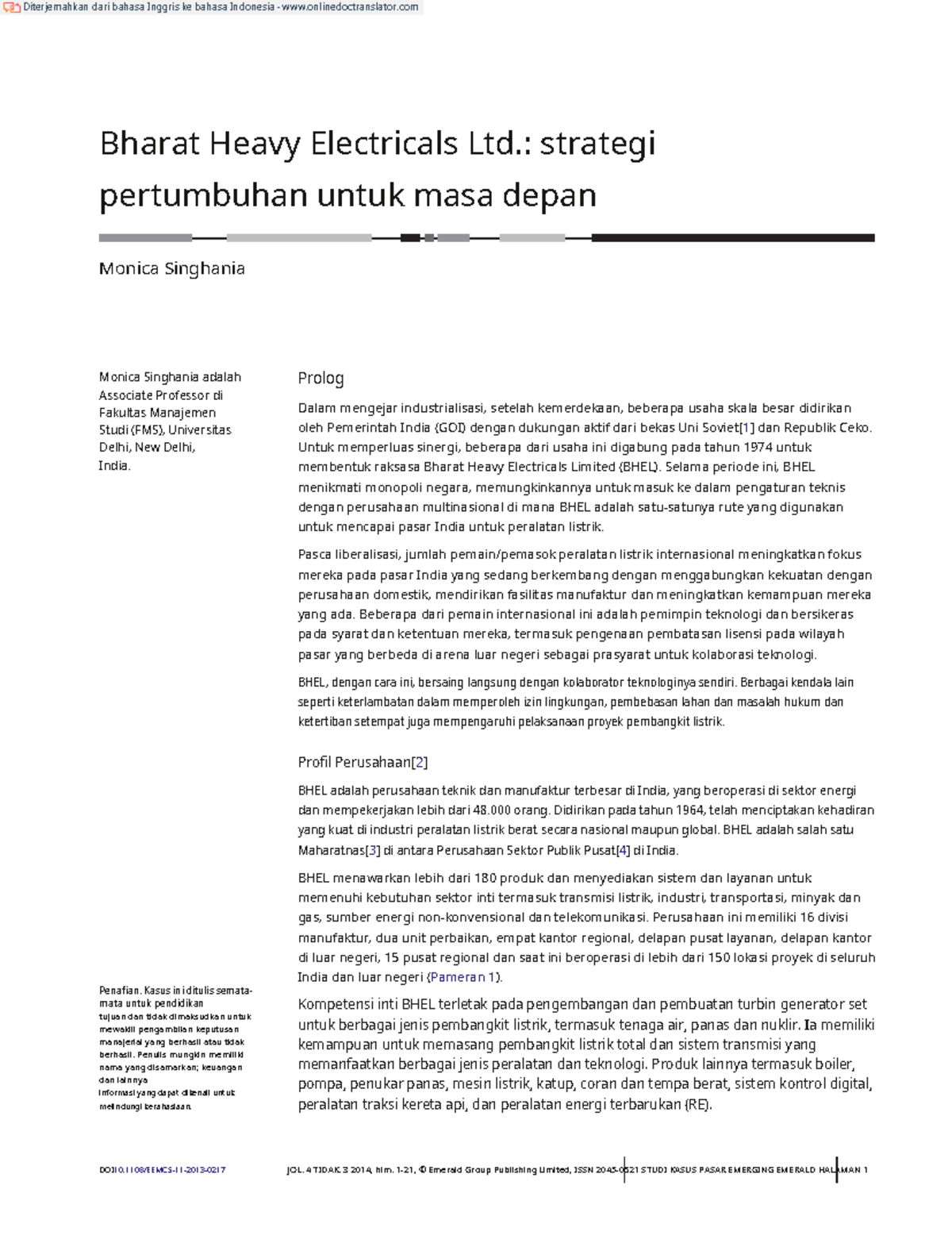 5.b. Case Study Bharat Heavy Electricals, Ltd Bharat Heavy